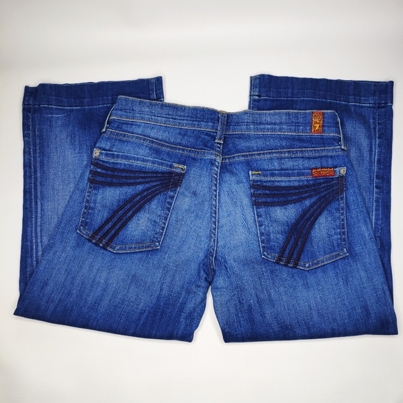 7 For All Mankind Denim - 7 For All Mankind Dojo Crop Jeans Medium Wash 28